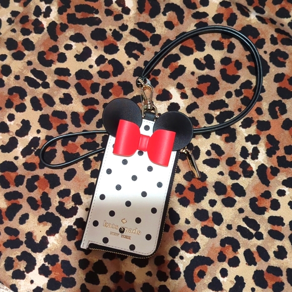Kate Spade lanyard id wallet Minnie mouse Disney polkadot - Picture 1 of 7